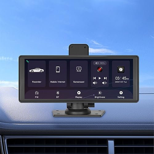 TQQEPOOL Estéreo Coche Portátil Inalámbrico Apple CarPlayer Y Android Auto,Receptor Audio Coche con Pantalla Táctil 9,3 Pulgadas For Todos Vehículos