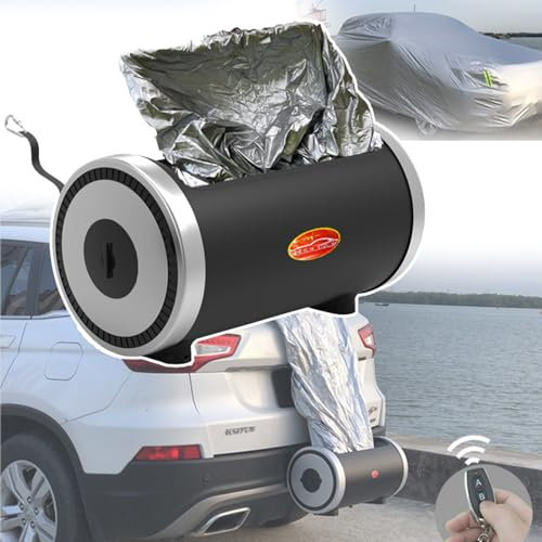 VIIADJSU Copriauto Automatico con Telecomando, Copriauto Retrattile Rapido, Copriauto Universale Antivento Antineve per Tutte Le Condizioni, Antifurto, Batteria Rimovibile, modalità Emergenza Manuale