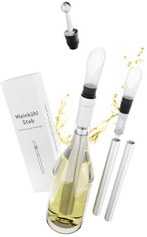 MHC Bar’n’more Weinkühlstab aus Edelstahl mit Ausgießer | Weinkühler als ideales Geschenk | Kühl-Stab mit Dekanter