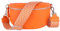 MIRROSI® Bauchtasche Damen, Echtleder, Made in Italy, Umhängetasche, Brusttasche, Crossbody Bag (1 Tasche & 2 Gurte) (Orange (Flecht), Mittelgroße Tasche (25x16x7cm))