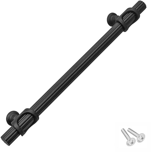 Decoranddecor Bar Drawer Pull Handles with Lines Design Kitchen Cabinet Decorative Hardware Bedroom Bathroom Furniture Accessories (320mm Hole Centres, Matt Black)