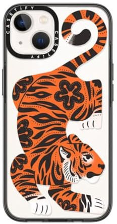 CASETiFY Compact iPhone 14 Case [2X Military Grade Drop Tested / 4ft Drop Protection] - Fierce Tiger - Clear Black