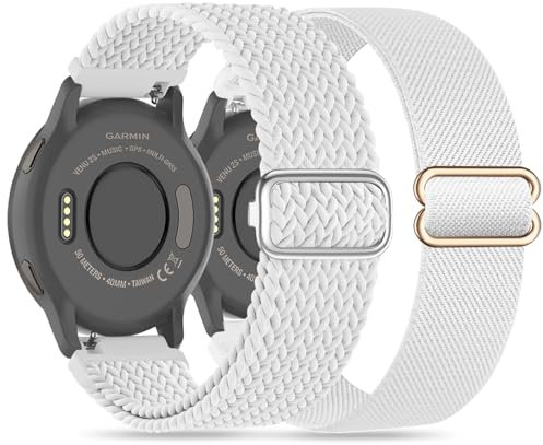 Wizvv 22mm Nylon Armband Kompatibel mit Garmin Venu 2/Venu 3/Vivoactive 4, Loop & Elastisch Geflochten Armband für Forerunner 265/255/255 Music Herren Damen