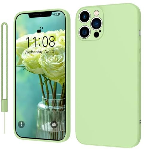 KPPIT Silicone Case Compatible with iPhone 12 Pro 6.1 inch protective case, Ultra Slim Soft Gel Anti-Scratch,Microfiber Lining,Rubber Shockproof Case Cover for iPhone 12 Pro Matcha Green