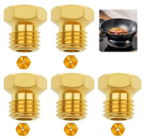 Gicleur gaz Butane Universels, GPL Bouteille Buses Brûleur Injecteur de Gaz Gicleur Bouteille Kit de Conversion, pour Cuisinière à Gaz de Brûleur au Propane (1x0,5, 2x0,7, 1x0,87, 1x1,02)
