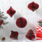Namalu 12 palline di Natale a nido d'ape, con bordo glitterato, decorazioni per albero di Natale, da appendere, in carta, per albero di Natale, vacanze, casa, feste (rosso)