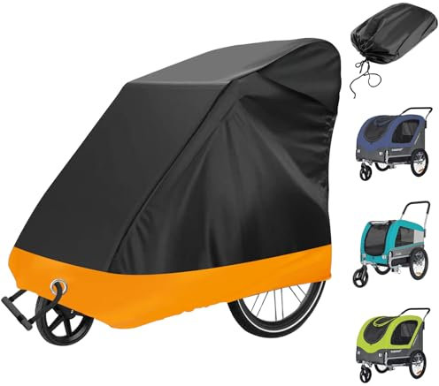 CAIJ Kinderanhänger Abdeckung Fahrradanhänger, Faltgarage für Fahrradanhänger Universell Abdeckung für Fahrradanhänger Hundeanhänger Lastenanhänger Schutz vor Staub Regen Schnee UV