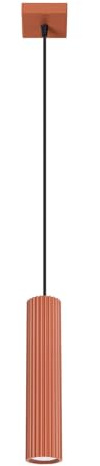 SOLLUX lighting Hängelampe Pendelleuchte Hängeleuchte Deckenlampe Lampe Decke Aluminium 1 Flammig 8 x 8 x 118 cm Karbon Ockerrot