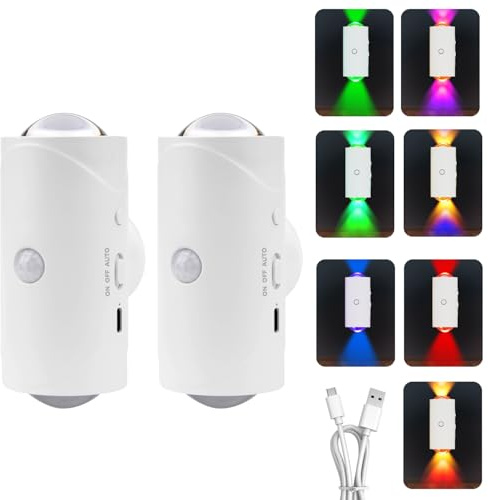 2 Stück Intelligentes LED-Nachtlicht mit Bewegungssensor, Sunset Lamp | mit Bewegungsmelder, RGB-Farbverlauf Dimmbar, Magnetische Sunset Lamp,Wandlampe Wandleuchte Innen für Schlafzimmer Wohnzimmer