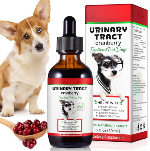 Gotas de tratamiento de infección de orina de perro UTI para perros, 2 gotas medicinales de FL Oz con extracto de arándano que apoya la vejiga, cálculos renales, prevención de la incontinencia