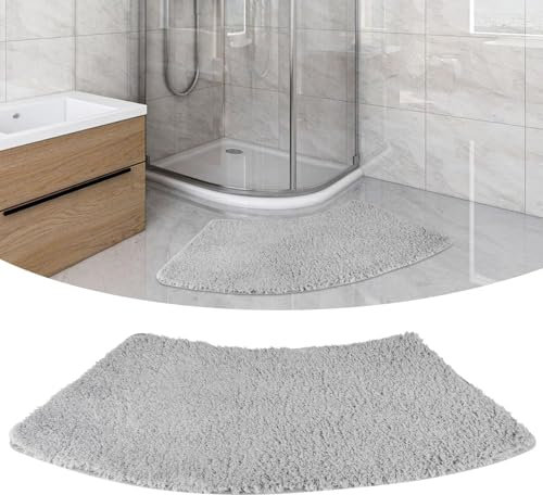 XCRPRT Tapis de bain incurvé en forme d'éventail, tapis de bain tapis de bain antidérapant, tapis de douche d'angle shaggy Sector Tapis de bain semi-circulaire