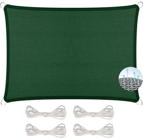 Toldo Vela de Sombra Permeabl 120 x 120 cm, Hdpe, Anti-UV, Transpirable, Resistente Al Desgarro, Malla Sombreadora de Protección Solar, para Jardín Balcón Exterior, Verde Oscuro