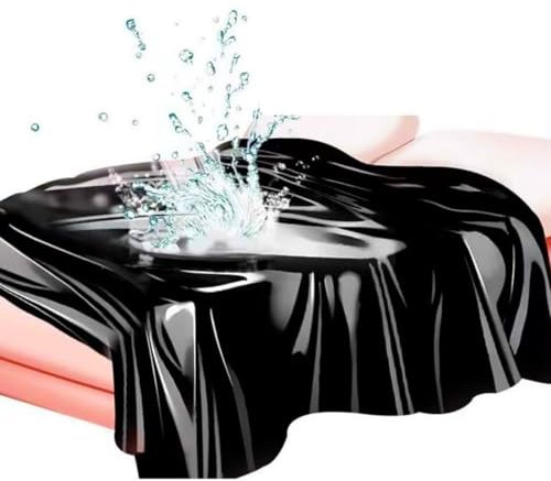 Tokaneit 2 Stück Wasserdicht Wet Bettwäsche, PVC Laken Sheets für Paare 210 * 200cm, Schwarz