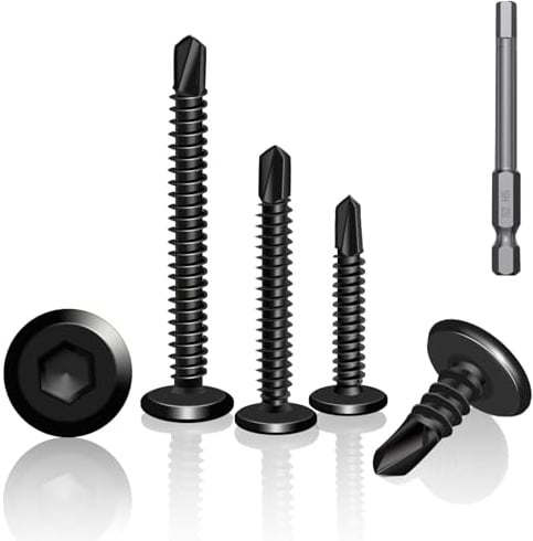 YFLeomry 60 Stück Selbstschneidende Schrauben Edelstahl 5.5x16 mm Schwarz | 410 Bohrschrauben Edelstahl, Metallschrauben Selbstschneidend, Flachkopf Innensechskantschrauben mit Bit, Blechschrauben