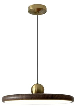 S-Cevada Moderne 30cm Pendelleuchte LED Dimmbar Walnussfarbe Metall Hängeleuchte Vintage mit Gold Lampenfassung für Schlafzimmer Kücheninsel Wohnzimmer Flur Esszimmer (40cm)