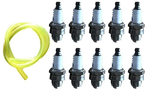 Wivplex 10 X Zündkerze Ersetzen, for BPMR7A 4626 WSR6F 7547 Champion RCJ6Y 852 10 * Zündkerze 1 * füße Kraftstoff Zündkerze für 4-Takt-Rasenmäher