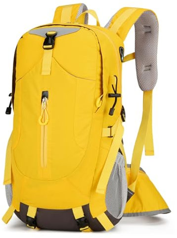 AONETIGER 30L Wanderrucksack Herren Damen Leicht Trekkingrucksack Wasserdicht Reiserucksack mit Regenschutz Outdoor Camping Radfahren Wandern Rucksack (Gelb)