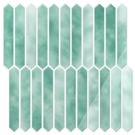 VEELIKE Azulejos Adhesivos Mármol Verde Cian Azulejos Adhesivo Verde 6 Piezas Hexagonales 3D Vinilos Adhesiva para Salpicaderos Cocina Decorativo Pálido Adhesiva para Baño Impermeables 30,5cm x 30,5cm