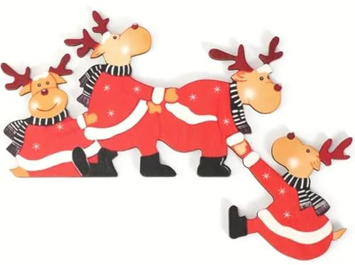 HYZSHL Türrahmen Deko Weihnachten, Weihnachtsdeko Türrahmen Mit Elch Design, Holzschnitzerei Türdekoration für Haus und Wohnung, Festliche Weihnachtsdekoration Zum Aufhängen