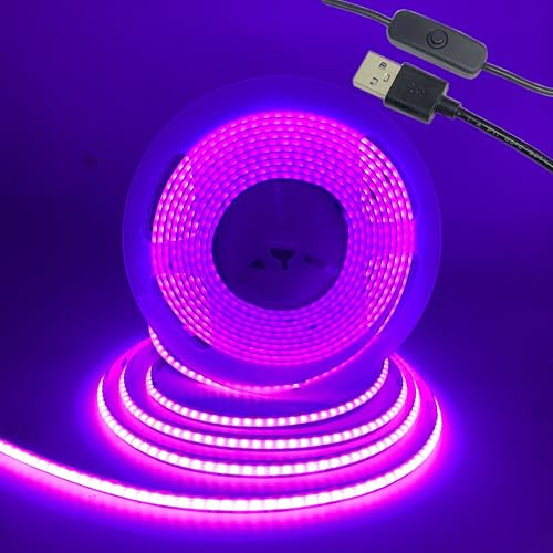 TOPXCDZ USB Schwarzlicht led strip 1M 2M 3M 4M 5M 3528 60LED, 395nm IP65 Wasserdicht Schwarzlichteffekt Licht Bühnenbeleuchtung, für Weihnachten Halloween Party Karneval Disco Ballsaal (1M)