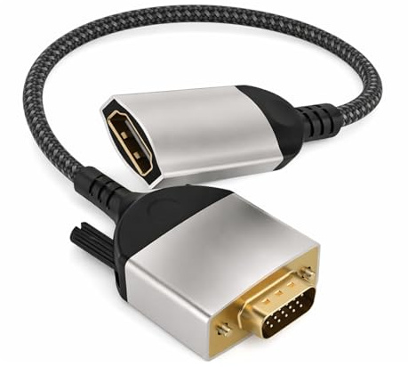 HDMI auf VGA Adapter 20CM Buchse auf Stecker Nylon geflochtene 1080p Einwegübertragung HDMI (PC) zu VGA (Monitor) unterstützt kein Audio für Laptop,PC,TV Stick,HDTV,DVD Player,Monitor,Projektor