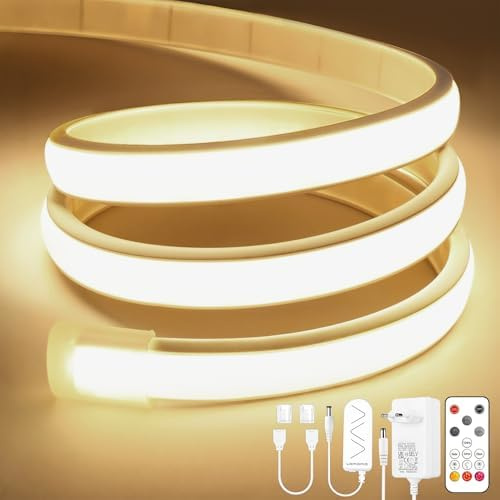 Lamomo COB LED Streifen, Naturweiß Dimmbar Neon Strip mit Fernbedienung, 6m