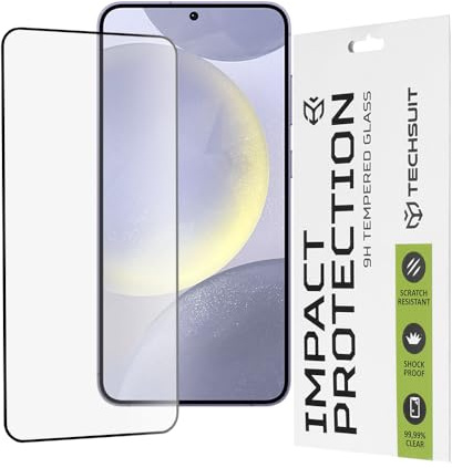 Techsuit Displayschutzfolie für Samsung Galaxy S24 Plus, Galaxy S25 Plus Gehärtetes Glas mit 9H Härte, Vollständige Abdeckung, Stoßschutz, Anti Fingerabdruck, Blasenfrei, 111D Full Glue