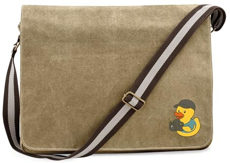 Huuraa Umhängetasche Quietscheente Fotografie Comic Gummiente 14 Liter Sahara Canvas Laptoptasche Geschenkidee