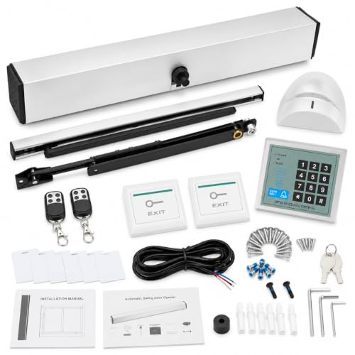 65W Elektrisch Schwingtüröffner Automatischer | Türantrieb mit Fernbedienung AC 100-240V 50-60Hz für Innen- & Außentüren 99° ≤60dB Geräusch, 150KG Max. Belastbarkeit