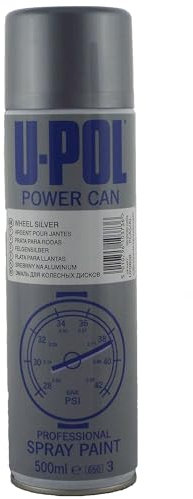 UPOL U-Pol 12 x Power Can ALLOY WHEEL SILVER Paint 500ml Aerosol Powercan Alloy Silver - Uniform light shade metallic finish Car Wheel Paint 12 500ml Aerosol Cans