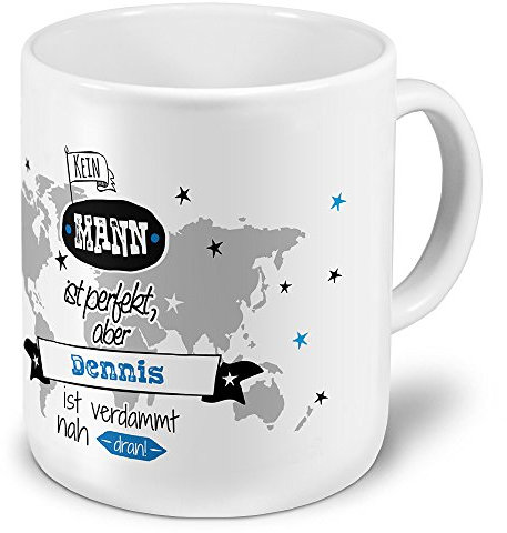 printplanet XXL Riesen-Tasse mit Namen Dennis - Motiv Nicht Perfekt, Aber... - Namenstasse, Kaffeebecher, Becher, Mug