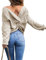 Damen Winter Frühling Sexy Casual V-Ausschnitt Pullover Loose Rückenfrei Fledermaus Batwing Rücken Kreuz Lange Ärmel Sweater Stricken Pullover (AP) Aprikose