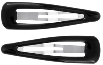 Righe e Pois - Mollette per capelli clic clac in metallo rivestito in gomma - 7 CM - confezione da 2 pezzi (Nero)