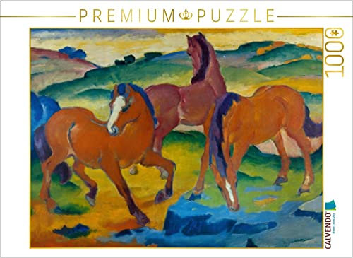CALVENDO Puzzle Franz Marc. Die roten Pferde (Weidende Pferde IV.), 1911 1000 Teile Puzzle quer | Lege-Größe cm Foto-Puzzle für glückliche Stunden