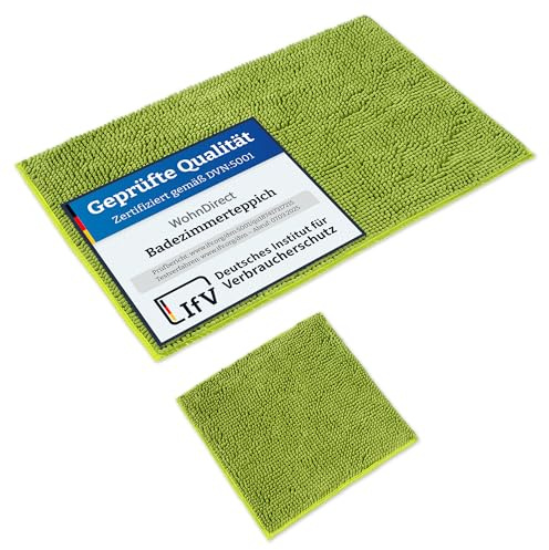 WohnDirect Badematten-Set 2-TLG 70x120+45x45 Grün | Großzügiges Duo für Dusch- und Waschbereich – bringt Großraumbäder stimmig zur Geltung