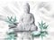 Runa Art Fototapete Buddha Blumen Zen Modern Vlies Wohnzimmer Schlafzimmer - Made in Germany - Weiss Türkis 9289010b