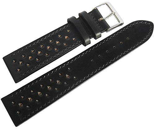 Uhrenarmband, Fluco Shell Cordovan Racing, 20 mm, Leder, Schwarz