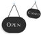 SIGNS - Ovale Elegante Nero - Cartello Open/Closed a rilievo [OC35] Insegna per porta vetrina ingresso di Bar, Pub, Ristorante o Negozio