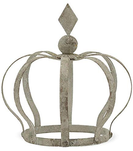 matches21 Krone Dekokrone Metall Metallkrone Gartendeko Gartenkrone grau Vintage Shabby Antik-Look 1 STK - 18x30 cm