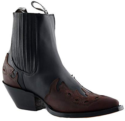 Grinders Arizona Lo Stivali da Cowboy Unisex di Pelle Nera e Bordeaux con Tacco Cubano Stile Cowboy 3