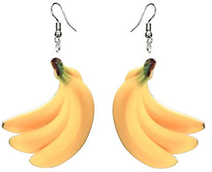 Holibanna 1 Paar Frucht Tropfen Ohrringe Kreative Baumeln Ohrringe Hawaii für Frauen Mädchen Acryl Party Dekoration (Banane)