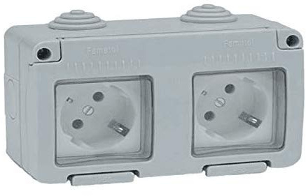 CABLEPELADO Doble base enchufe estanco 16A IP55 Blanco