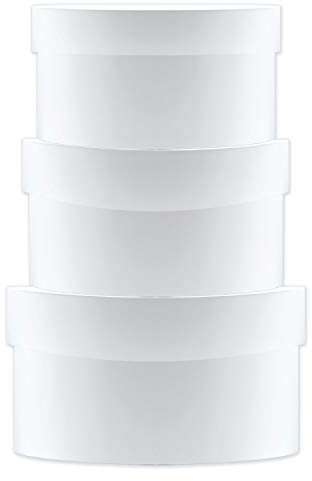 Ursus 17780099F - Geschenkkartonset mini rund, blanko, 3 Kartons sortiert in 3 Größen, weiß, 12 x 12 x 5 cm
