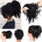 Haarteil Dutt Haargummi mit Haaren Glatt struppige Haarknoten Hochsteckfrisuren Synthetik günstig Haarverlängerung für Frauen Dunkles Schwarz