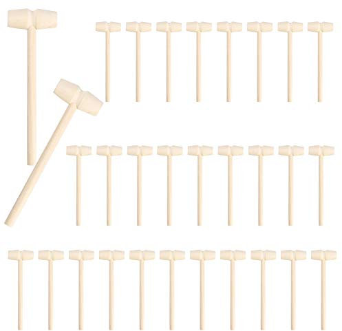 24 Stück Mini Holzhammer Hammer, Mini Holzhammer für Schokolade, Hammer Spielzeug Holzhammer Pochen Spielzeug Lernspielzeug für Jungen Und Mädchen
