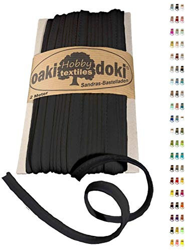 Sandras-Bastelladen Oaki Doki Paspelband/Biesenband Tricot de Luxe Jersey 2m Ø 3mm 100-Schwarz