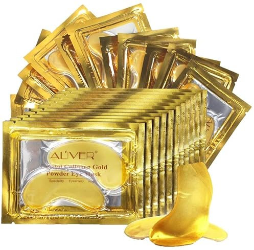 Augenmaske 24K Gold Gel Augenpads Anti-Aging, Anti-Falten, Feuchtigkeitsspendende und Reduzierende Feine Linien, Augenringe und Geschwollene Augen für Frauen 25 Paar