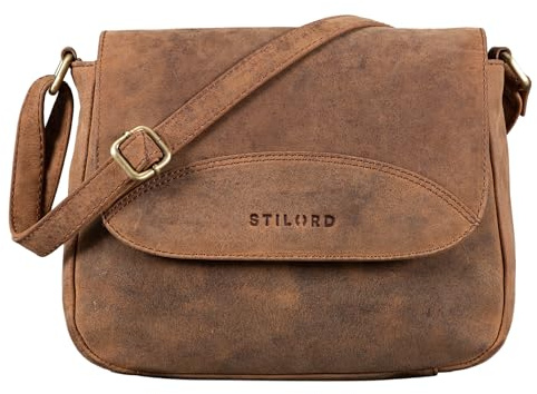 STILORD Juliet Umhängetasche Damen Leder klein Vintage Handtasche Schultertasche Freizeittasche Crossbag Shopper Tasche elegant zum Umhängen Farbe:schwarz