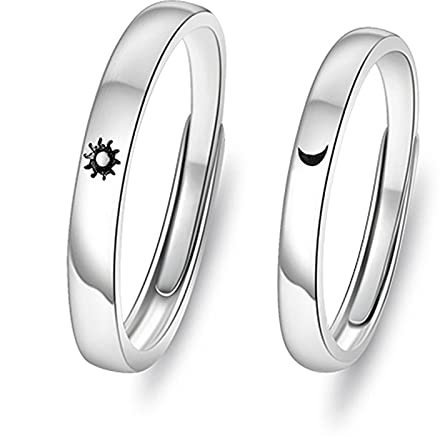 LCUK Korea einfaches Paar Sun Moon Verstellbarer Ring Mode Frauen Hochzeitstag Ring Schmuck Geschenk für romantischen Valentinstag