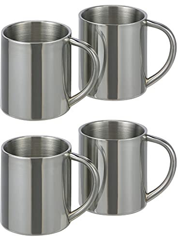 4er Set Thermobecher Edelstahl 200ml Trinkbecher Doppelwandig Isolierbecher Kaffee Thermo Tasse Edelstahlbecher